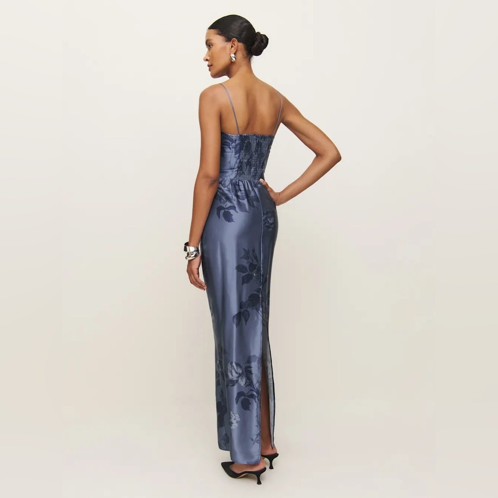 Reformation Frankie Silk Dress In Trieste Border, brand new without tags. - Picture 4 of 16